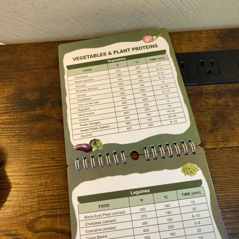 Magnetic Air Fryer Cooking Guide Cheat Sheet Spiral Flip Chart Reference Guide